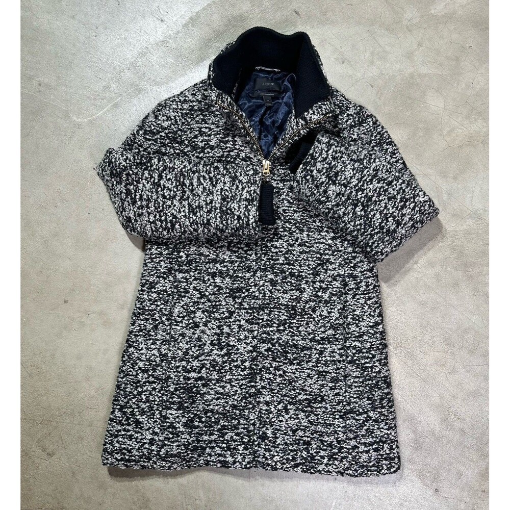 J. Crew Italian Wool Bouclé speckled Lodge Coat Size 2  Petite Minimalist Preppy - Picture 5 of 13